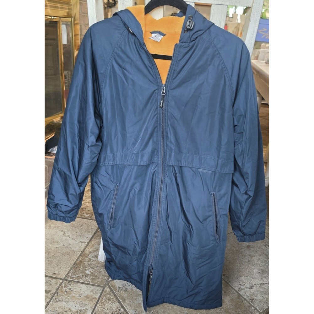 Sporti Youth Large Fleece Lined Swim Parka Navy Blue Hooded Water Resistant Long